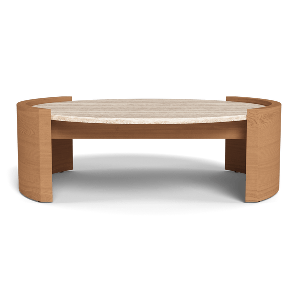 Catalina Round Coffee Table | Teak Natural, Travertine Cream,