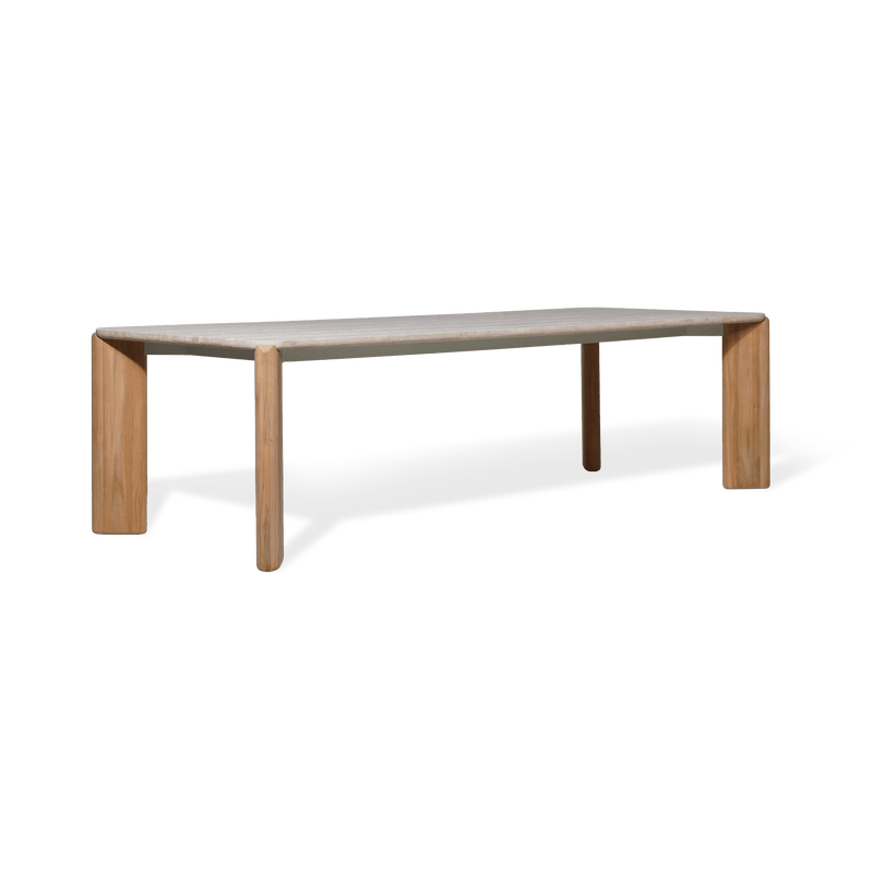 Chloe Rectangle Dining Table | Teak Natural, Travertine Cream,