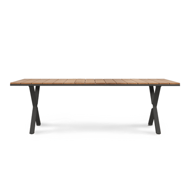 Coast Dining Table 102" | Aluminum Asteroid, Teak Natural,