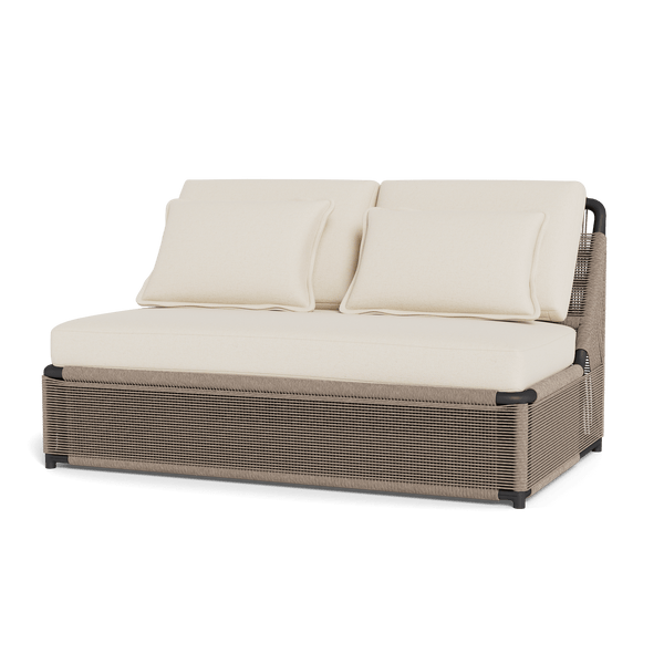 FORMENTERA 2 SEAT ARMLESS SOFA | Aluminum Bronze, Siesta Ivory, Twisted Rope Dune