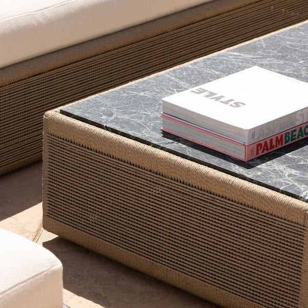 Formentera Coffee Table | Twisted Rope Dune, Marble Verde,