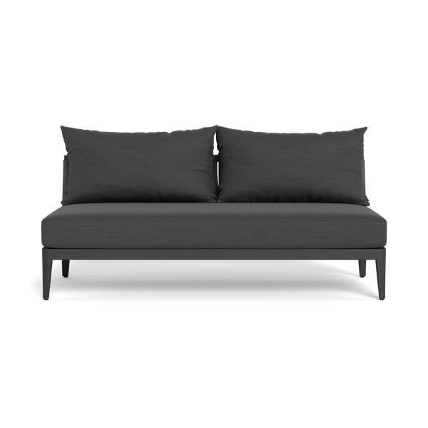 Hamilton 2 Seat Armless Sofa | Aluminum Asteroid, Panama Grafito, Rope Dark Grey