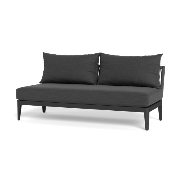 Hamilton 2 Seat Armless Sofa | Aluminum Asteroid, Panama Grafito, Rope Dark Grey