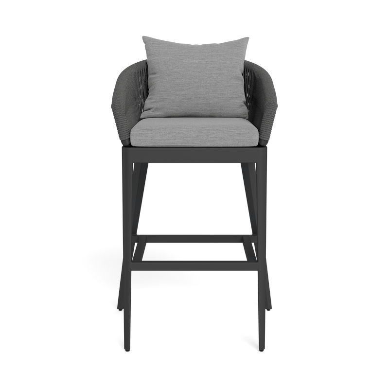 Hamilton Bar Stool | Aluminum Asteroid, Lisos Piedra, Rope Dark Grey