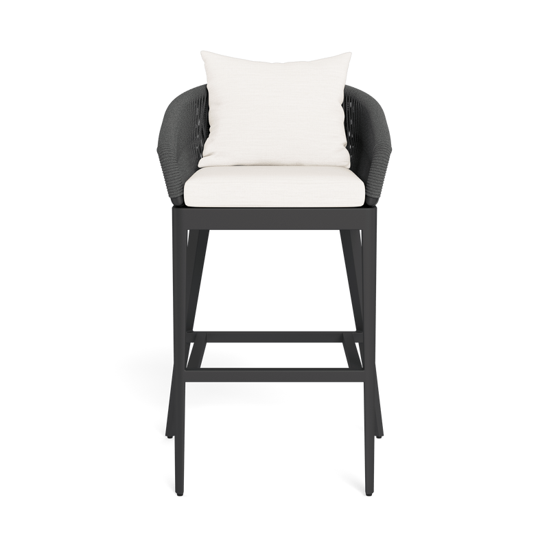Hamilton Bar Stool | Aluminum Asteroid, Panama Blanco, Rope Dark Grey
