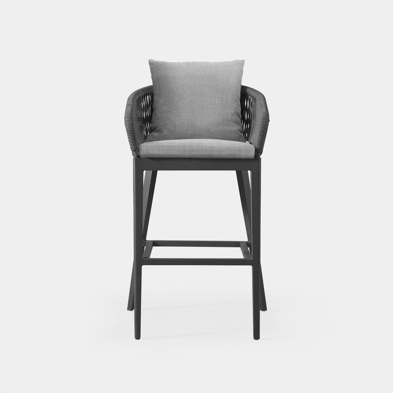 Hamilton Bar Stool | Aluminum Asteroid, Panama Grafito, Rope Dark Grey