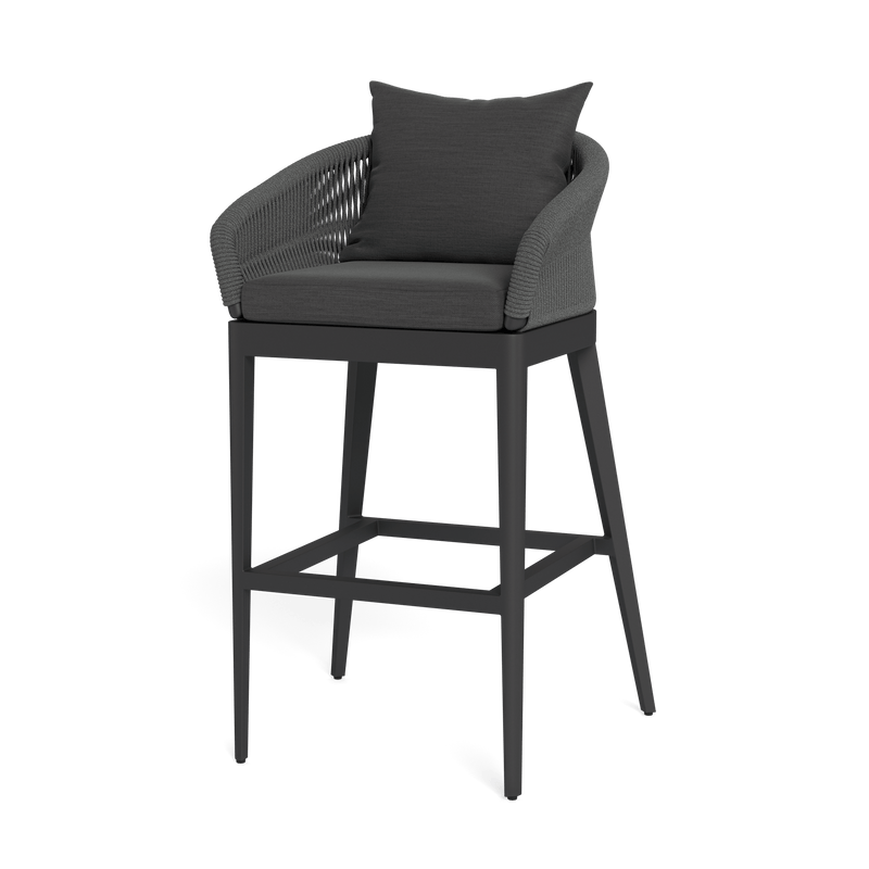 Hamilton Bar Stool | Aluminum Asteroid, Panama Grafito, Rope Dark Grey