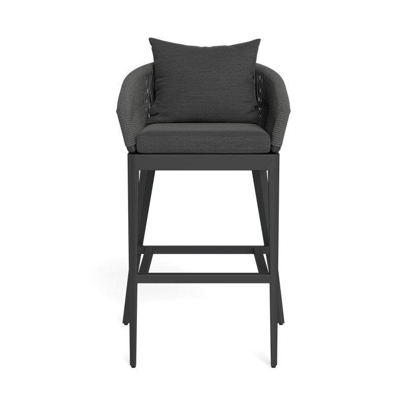 Hamilton Bar Stool | Aluminum Asteroid, Panama Grafito, Rope Dark Grey