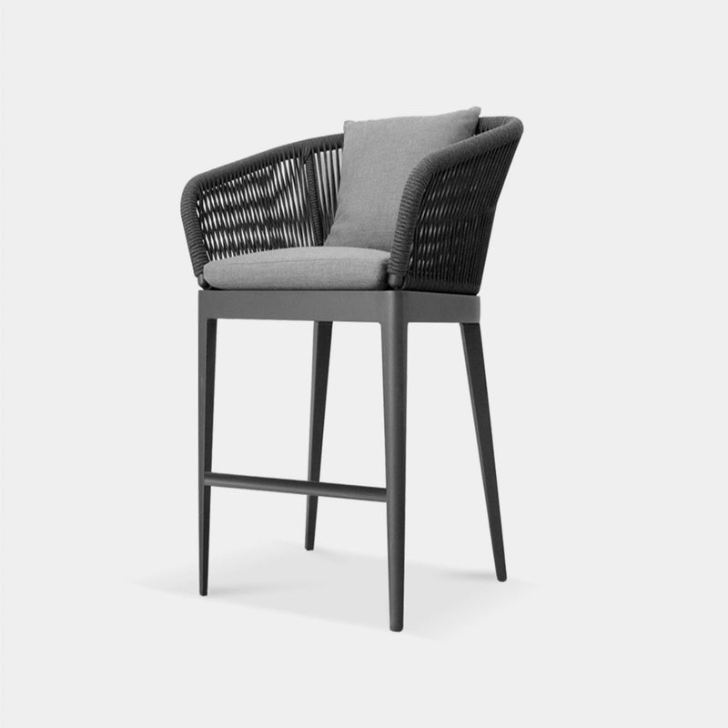 Hamilton Bar Stool | Aluminum Asteroid, Panama Grafito, Rope Dark Grey