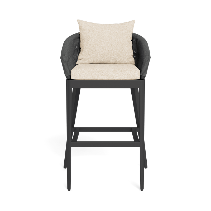 Hamilton Bar Stool | Aluminum Asteroid, Riviera Sand, Rope Dark Grey
