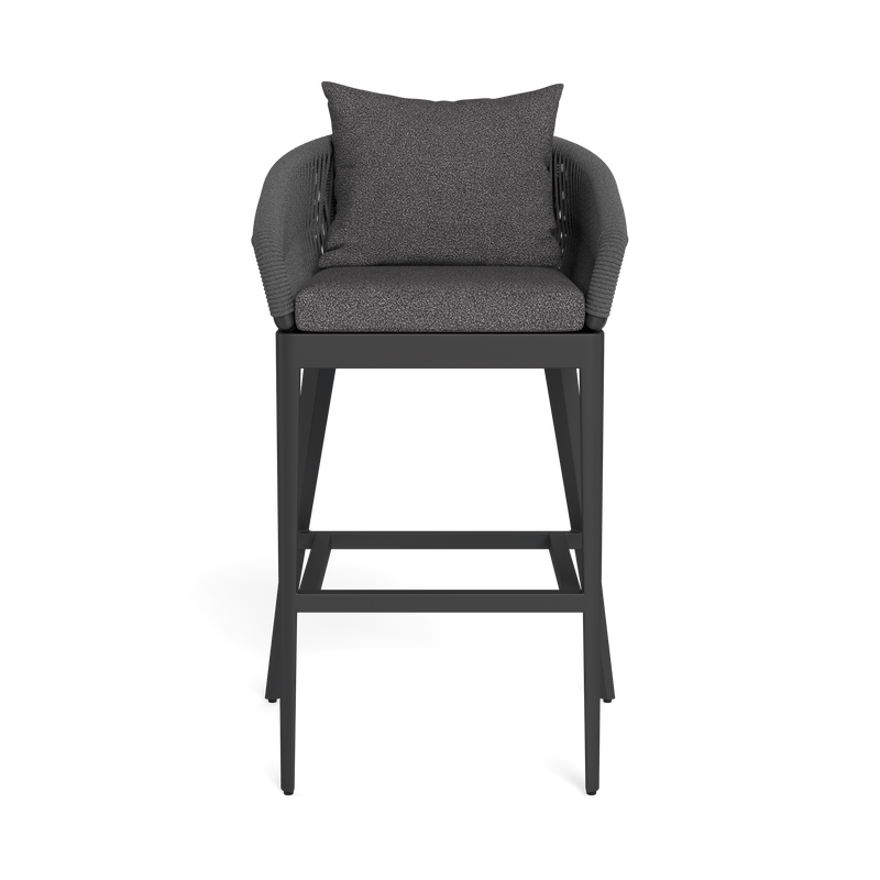 Hamilton Bar Stool | Aluminum Asteroid, Riviera Slate, Rope Dark Grey
