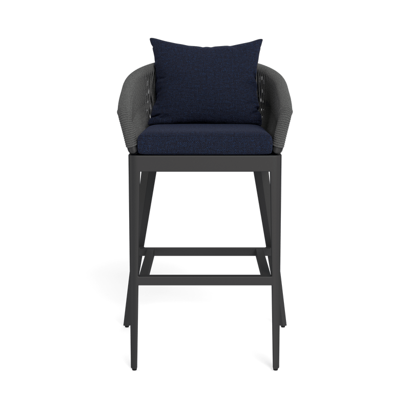 Hamilton Bar Stool | Aluminum Asteroid, Siesta Indigo, Rope Dark Grey