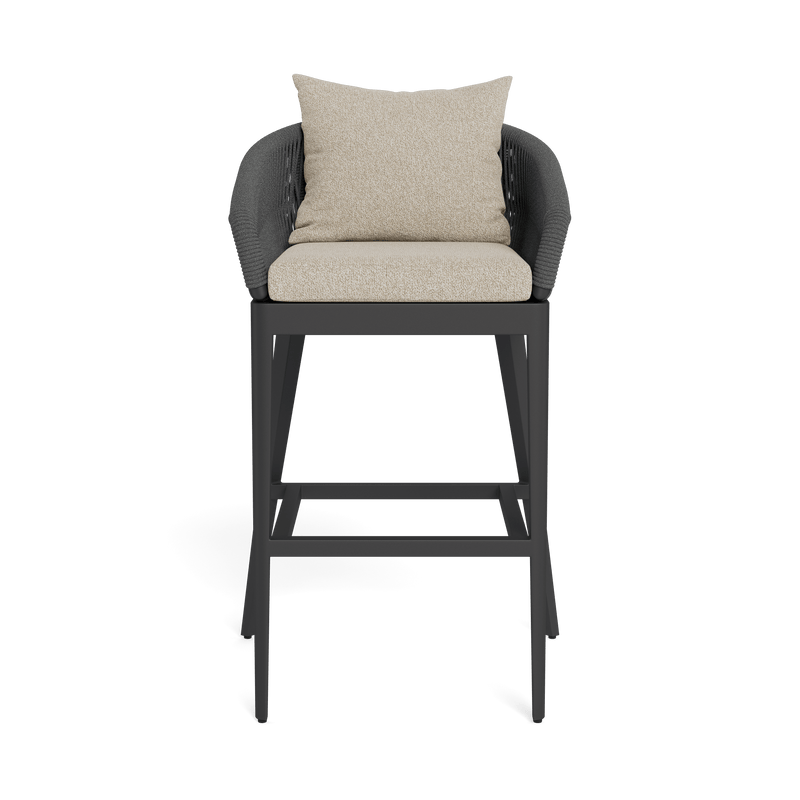 Hamilton Bar Stool | Aluminum Asteroid, Siesta Taupe, Rope Dark Grey