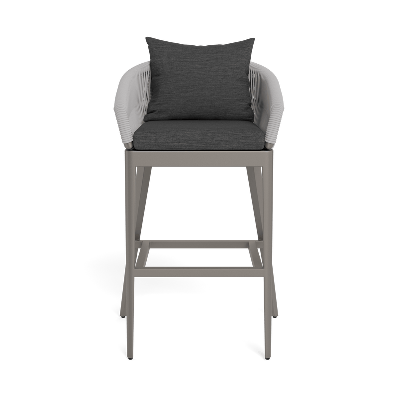 Hamilton Bar Stool | Aluminum Taupe, Lisos Grafito, Rope Light Grey