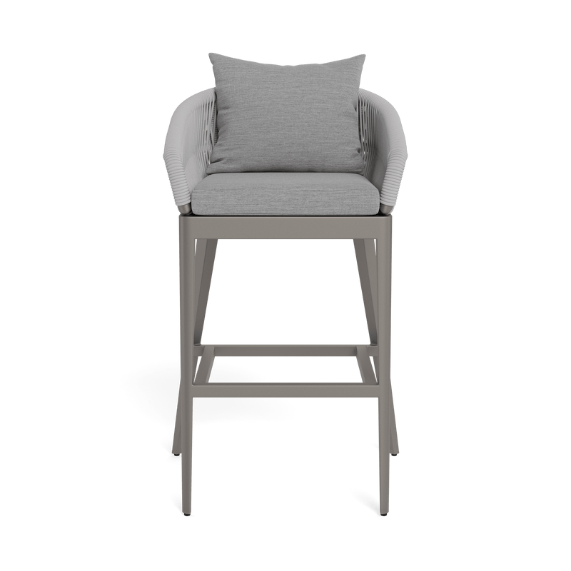 Hamilton Bar Stool | Aluminum Taupe, Lisos Piedra, Rope Light Grey