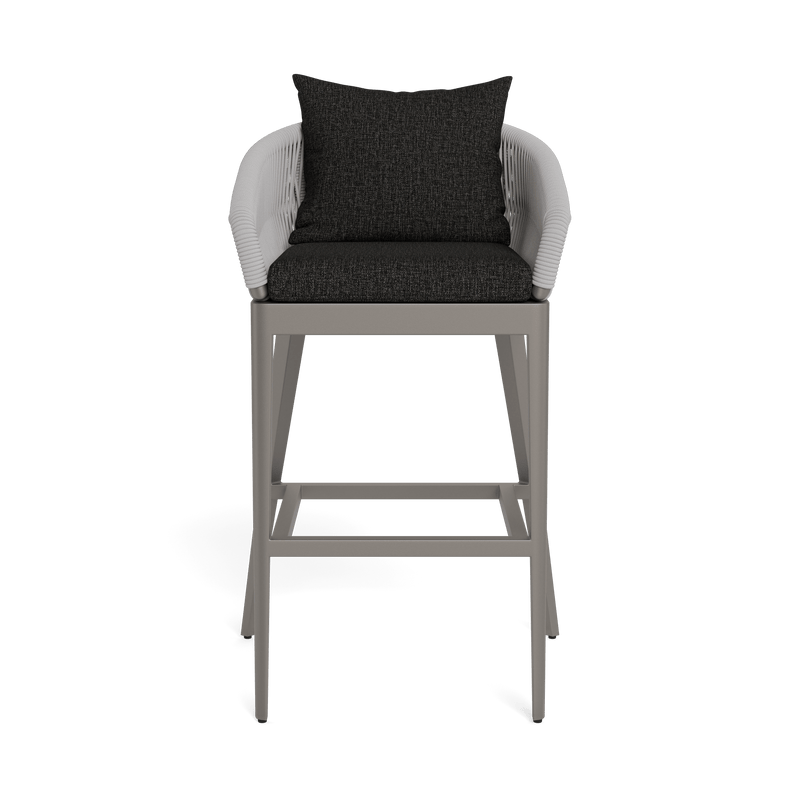 Hamilton Bar Stool | Aluminum Taupe, Copacabana Midnight, Rope Light Grey