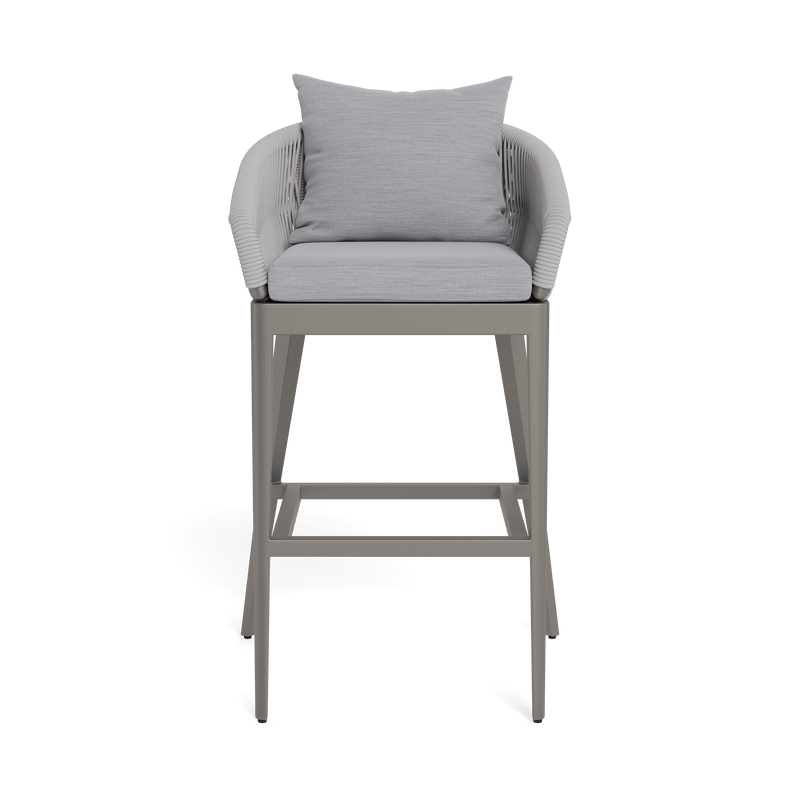 Hamilton Bar Stool | Aluminum Taupe, Panama Cloud, Rope Light Grey