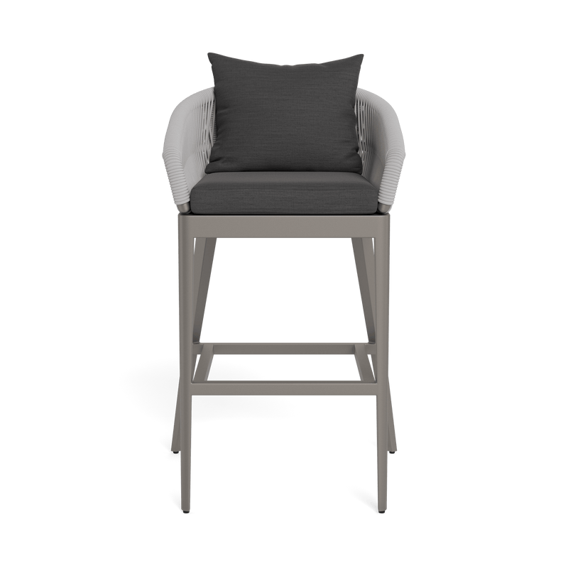 Hamilton Bar Stool | Aluminum Taupe, Panama Grafito, Rope Light Grey