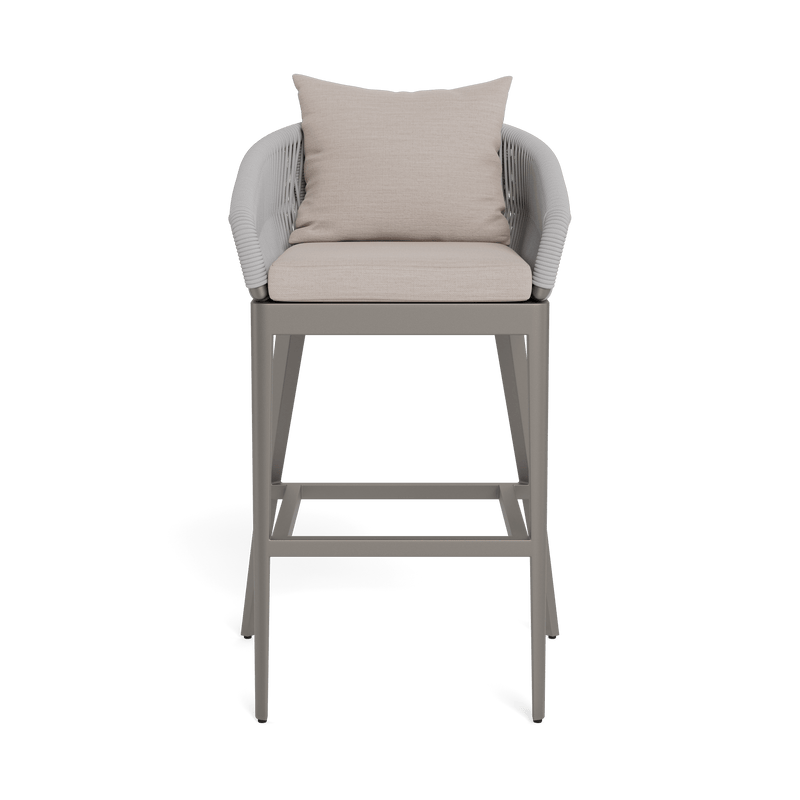 Hamilton Bar Stool | Aluminum Taupe, Panama Marble, Rope Light Grey