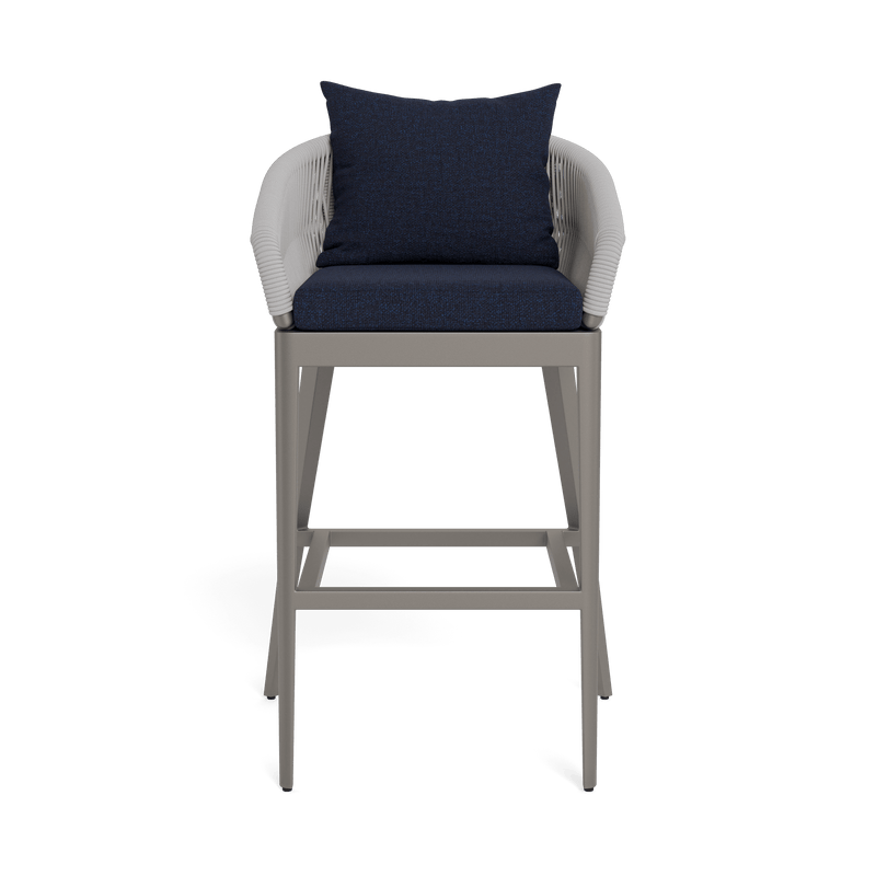 Hamilton Bar Stool | Aluminum Taupe, Siesta Indigo, Rope Light Grey