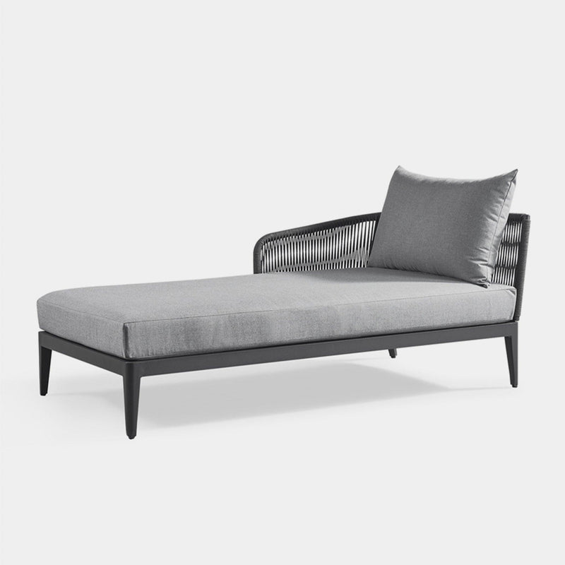 Hamilton Chaise Left | Aluminum Asteroid, Panama Grafito, Rope Dark Grey