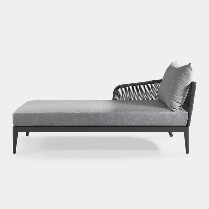 Hamilton Chaise Left | Aluminum Asteroid, Panama Grafito, Rope Dark Grey