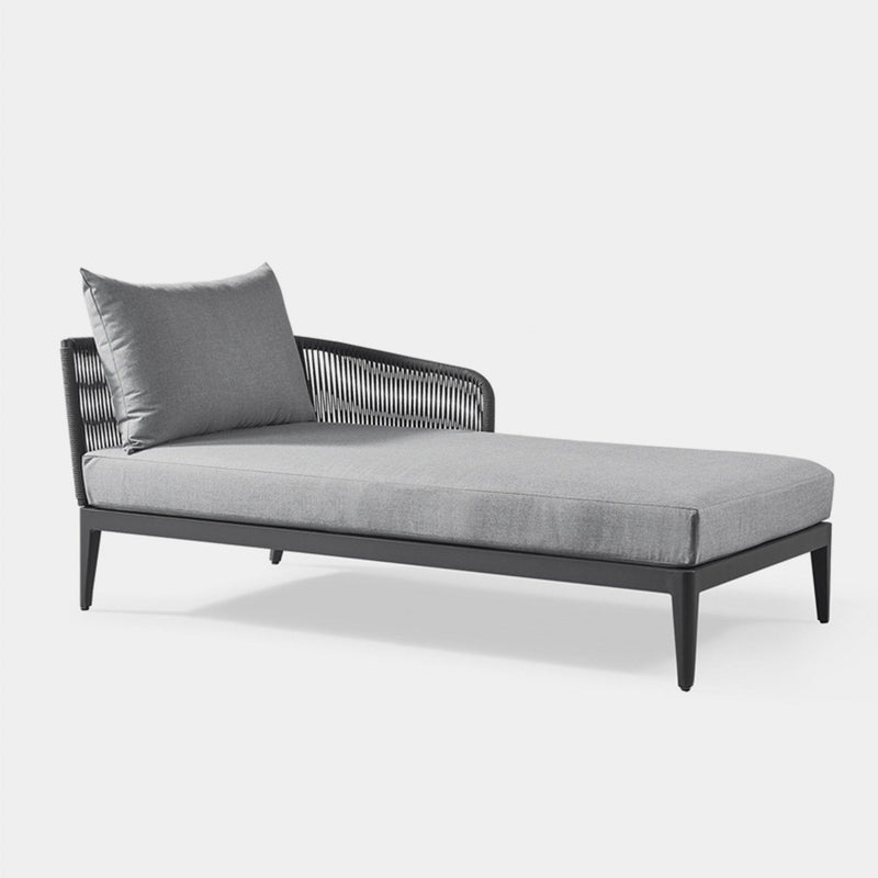 Hamilton Chaise Right | Aluminum Asteroid, Panama Grafito, Rope Dark Grey