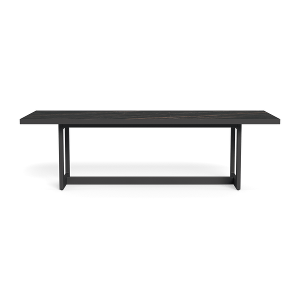 Hampton Dining Table 100" | Aluminum Asteroid, Laminam Noir,