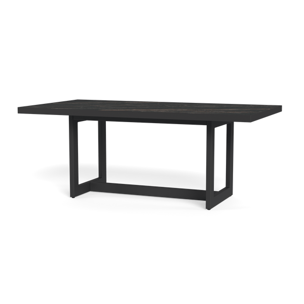 Hampton Dining Table 75" | Aluminum Asteroid, Laminam Noir,