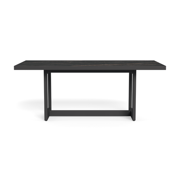 Hampton Dining Table 75" | Aluminum Asteroid, Laminam Noir,