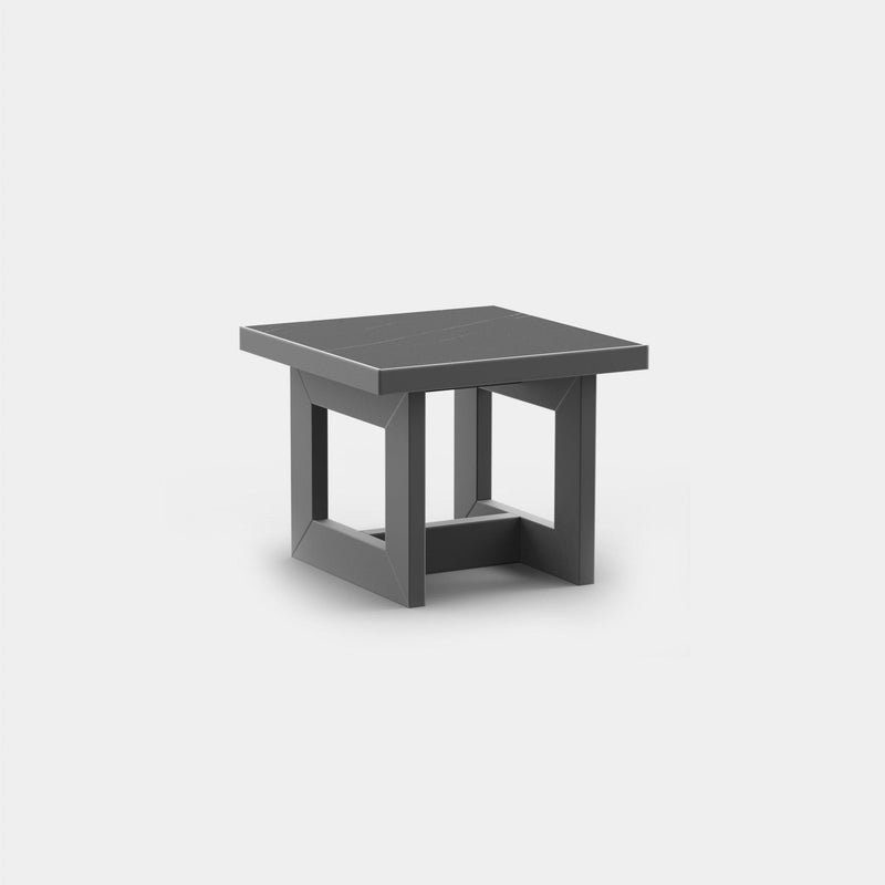 Hampton Side Table | Aluminum Asteroid, Laminam Noir,