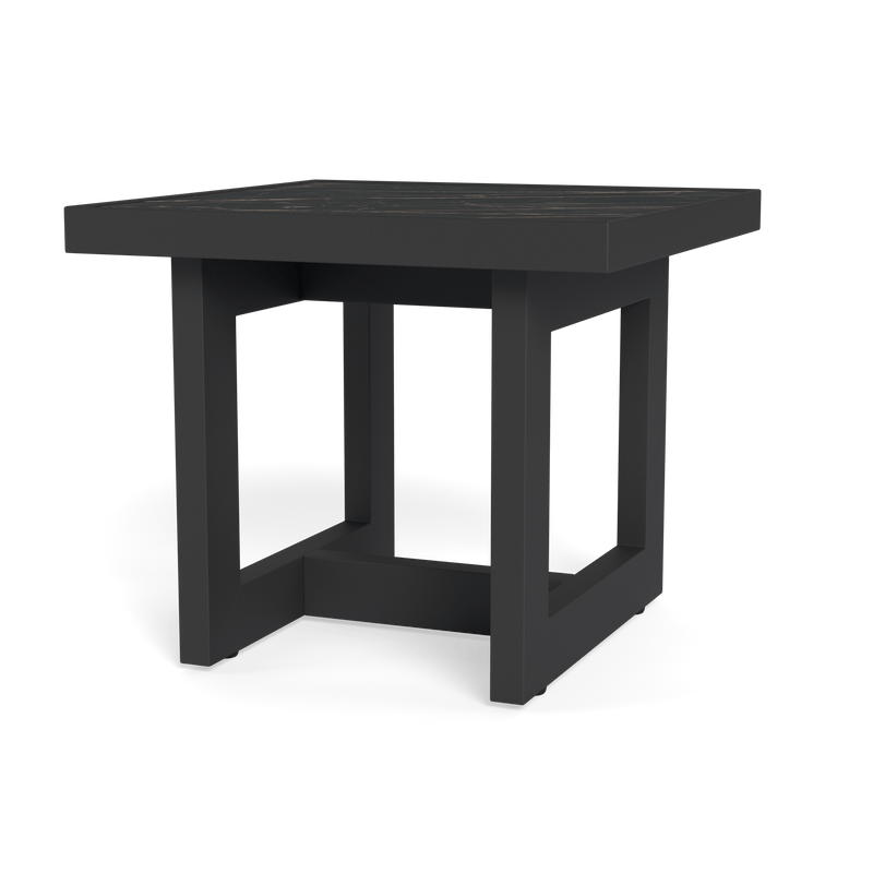 Hampton Side Table | Aluminum Asteroid, Laminam Noir,