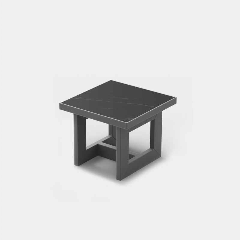 Hampton Side Table | Aluminum Asteroid, Laminam Noir,