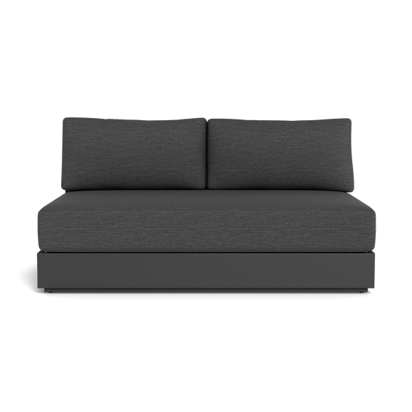 Hayman 2 Seat Armless Sofa | Aluminum Asteroid, Lisos Grafito, Batyline Silver