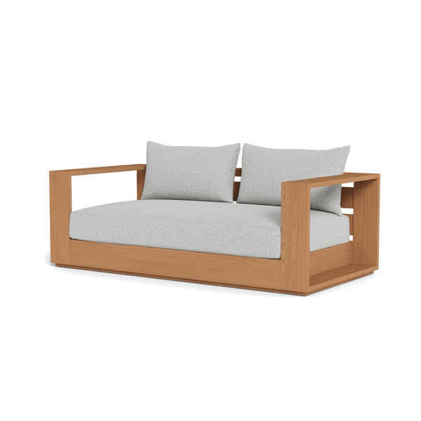 Hayman Teak 2 Seat Sofa | Teak Natural, Copacabana Sand, Batyline White