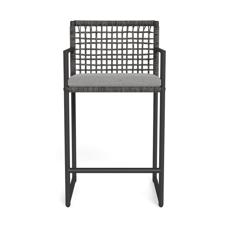 Loop Counter Stool | Aluminum Asteroid, Lisos Piedra, Wicker Grey