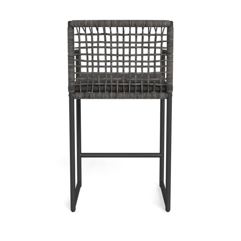 Loop Counter Stool | Aluminum Asteroid, Panama Grafito, Wicker Grey