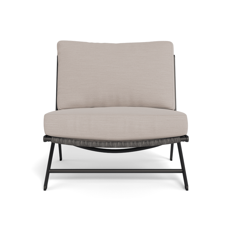 Loop Easy Chair | Aluminum Asteroid, Panama Marble, Wicker Grey