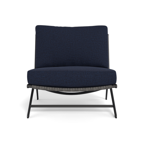 Loop Easy Chair | Aluminum Asteroid, Siesta Indigo, Wicker Grey