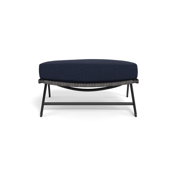 Loop Ottoman | Aluminum Asteroid, Siesta Indigo, Wicker Grey