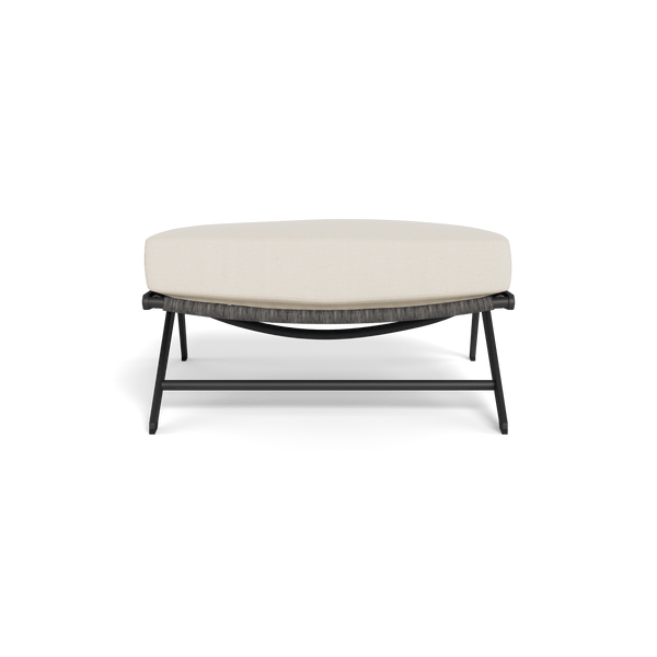 Loop Ottoman | Aluminum Asteroid, Siesta Ivory, Wicker Grey