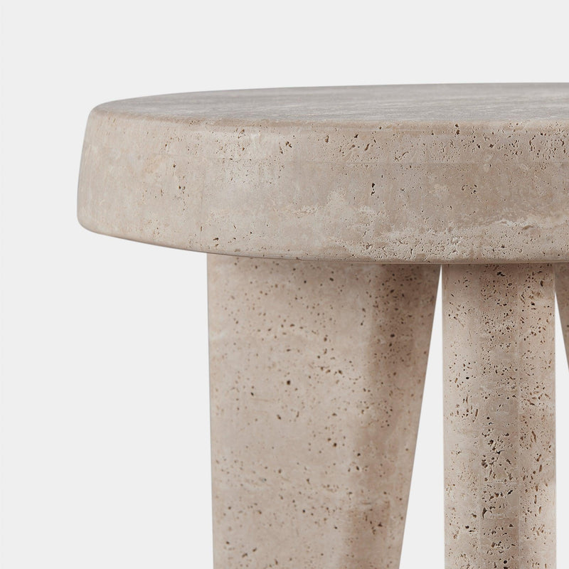 Lucca Round Side Table | Travertine Natural, ,