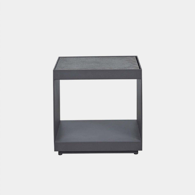 Macquarie Side Table | Aluminum Asteroid, Granite Black,