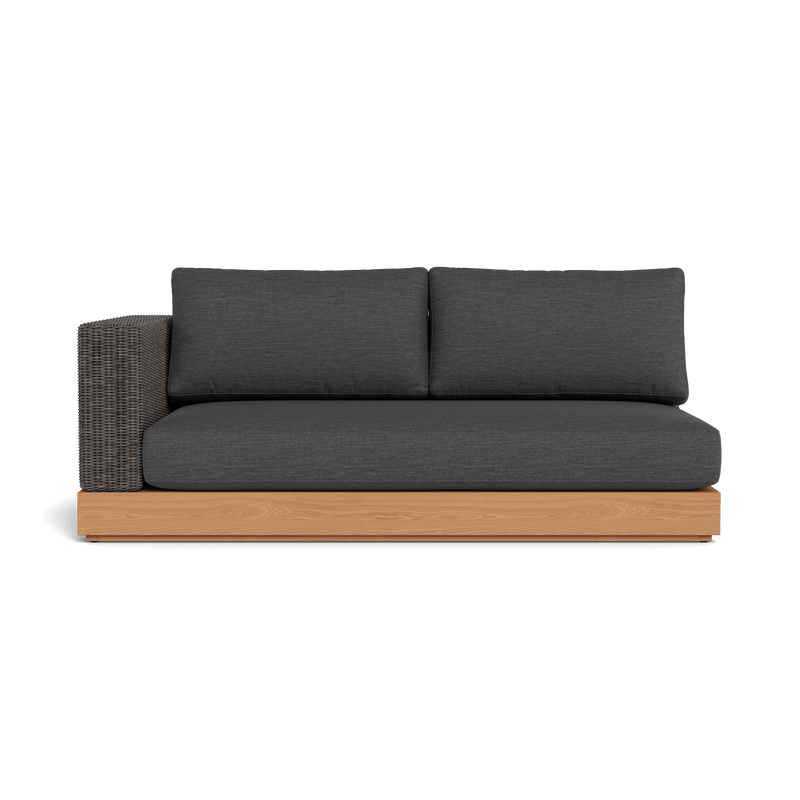 Malabar 2 Seat 1 Arm Left | Teak Natural, Lisos Grafito, Wicker Grey