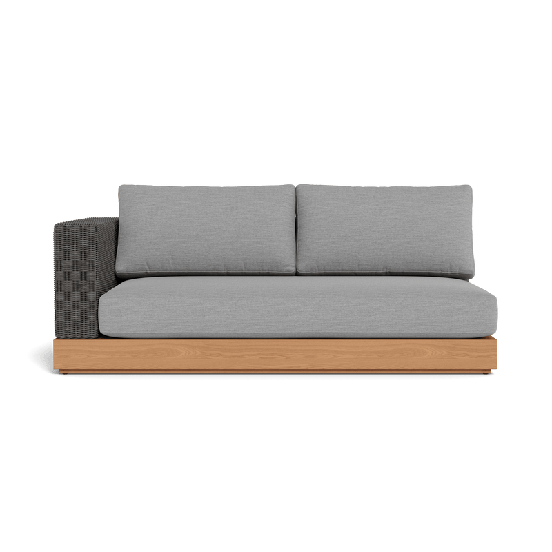 Malabar 2 Seat 1 Arm Left | Teak Natural, Lisos Piedra, Wicker Grey