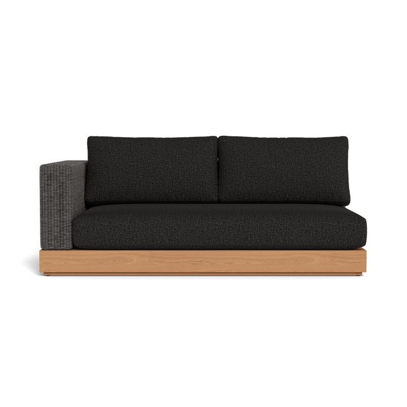 Malabar 2 Seat 1 Arm Left | Teak Natural, Copacabana Midnight, Wicker Grey