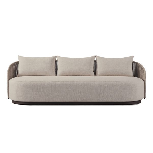 Milan 3 Seat Sofa | Aluminum Bronze, Panama Grafito, Twisted Rope Dune