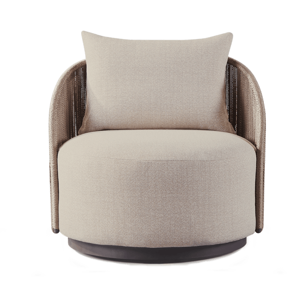 Milan Swivel Lounge Chair | Aluminum Bronze, Panama Grafito, Twisted Rope Dune