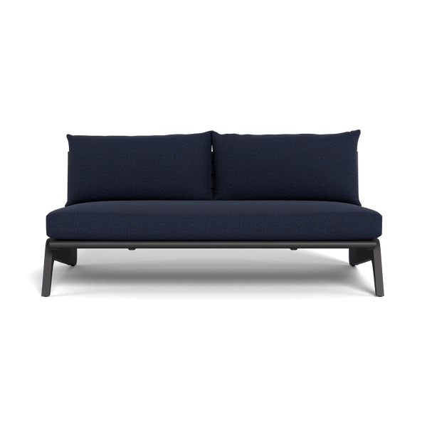 MLB Aluminum 2 Seat Armless Sofa | Aluminum Asteroid, Siesta Indigo,
