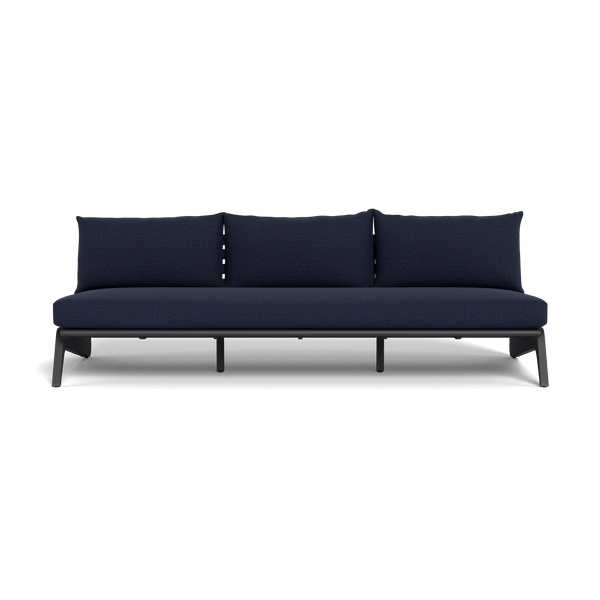 MLB Aluminum 3 Seat Armless Sofa | Aluminum Asteroid, Siesta Indigo,